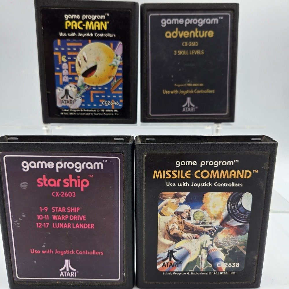 Lot Of 4 Atari 2600 VTG Video Game Cartridges Pac-Man Starship Missile Command +